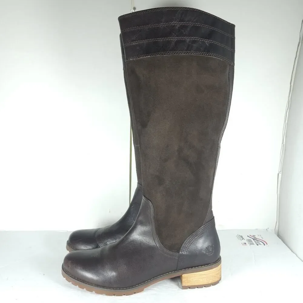 Timberland Women's Bethel Heights US9 Brown Leather Zip Knee High Riding Boots